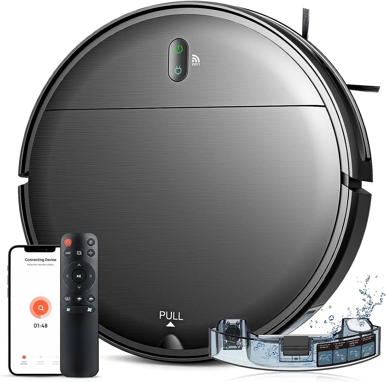BR151 Robotic Vacuum Cleaner 6000Pa Strong Suction 2in1 Sweeping Mopping APP WiFi Smart Control Auto Charging Timer Cleaning