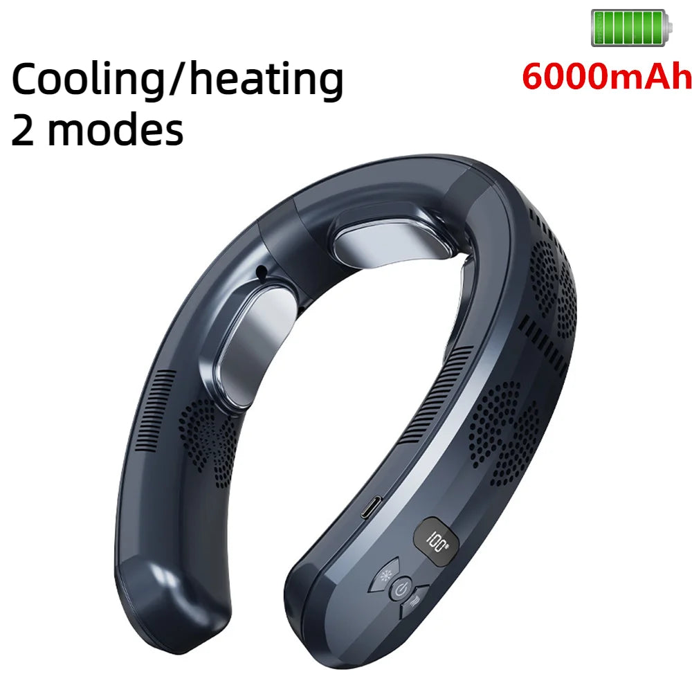 Fanio Bladeless Neck Fan, 6000mAh USB Rechargeable, Cooling & Heating Wearable Cooler
