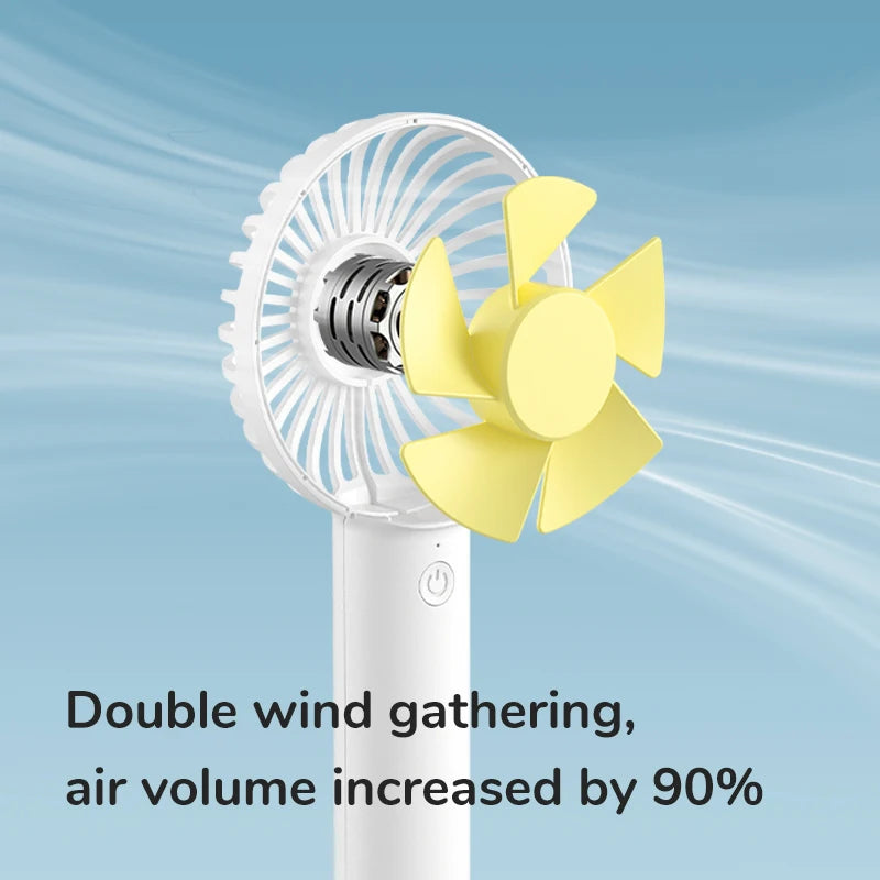 Fanio Mini Handheld Fan, USB Rechargeable, Strong Wind & Quiet, Portable Pocket Fan for Office & Students