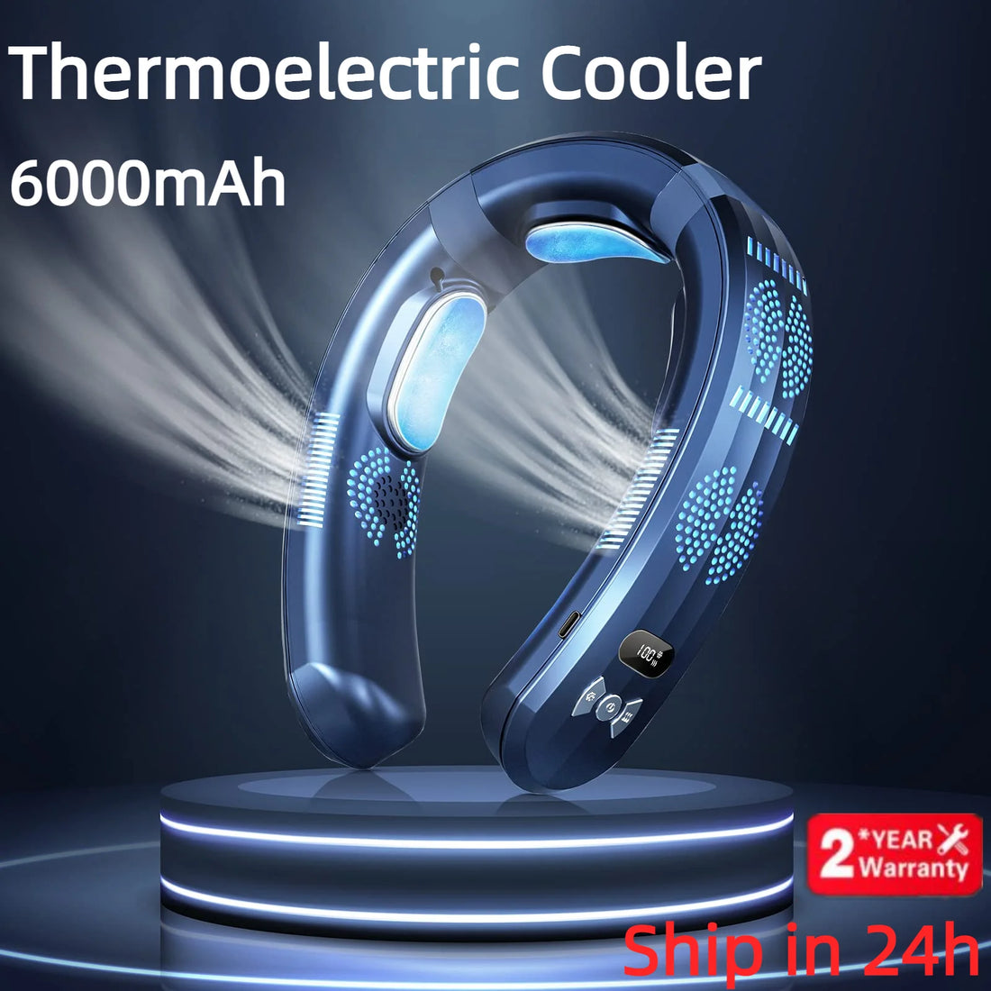 Fanio Wearable Neck Fan, 6000mAh USB Rechargeable, 3-Mode Cooling, Quiet Outdoor Cooler