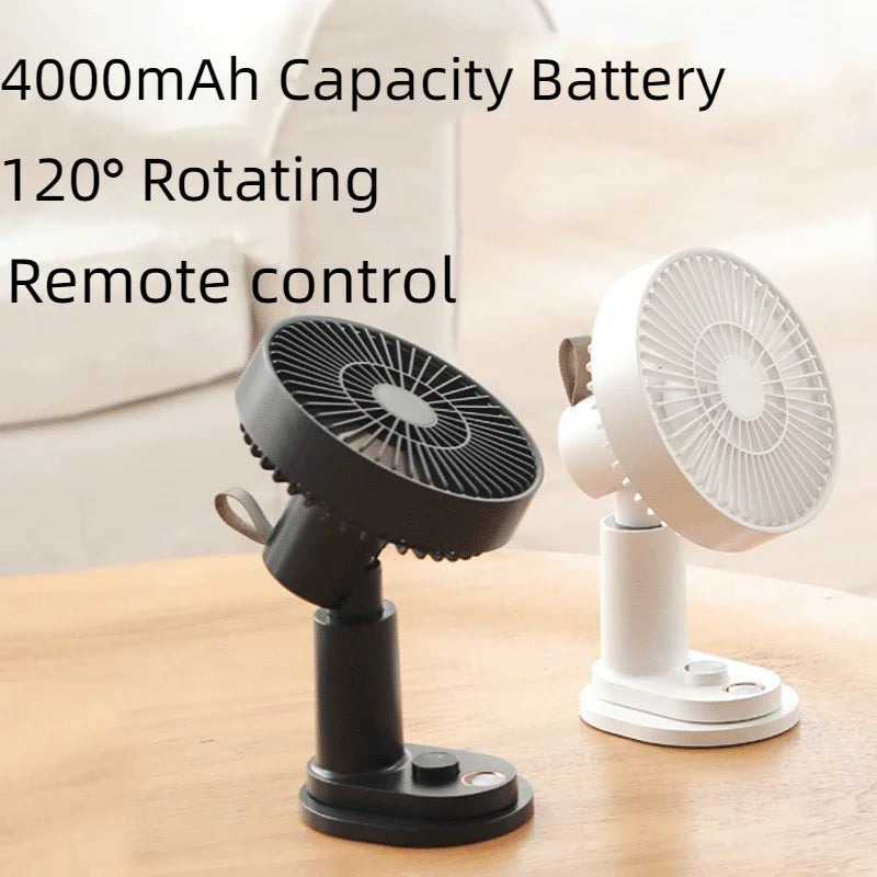Fanio Portable Folding Desk Fan, 4000mAh USB Rechargeable, Silent Clip-On Fan for Home, Office & Outdoor Camping
