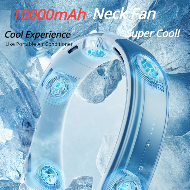 Fanio Portable Neck Fan, 10000mAh Rechargeable, 3-Speed Silent Cooling
