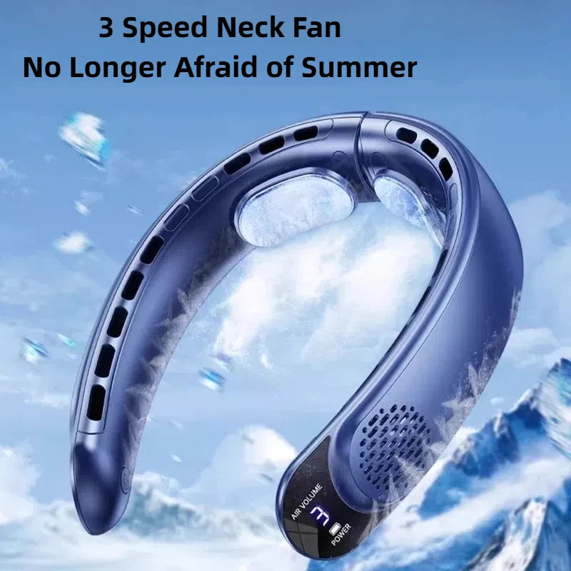 Fanio Quad-Core USB Neck Fan, Vaneless Turbine Design, Portable & Easy Control, Perfect for Summer Outdoors