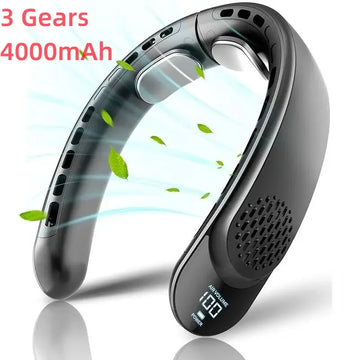 Fanio Quad-Core USB Neck Fan, Vaneless Turbine Design, Portable & Easy Control, Perfect for Summer Outdoors