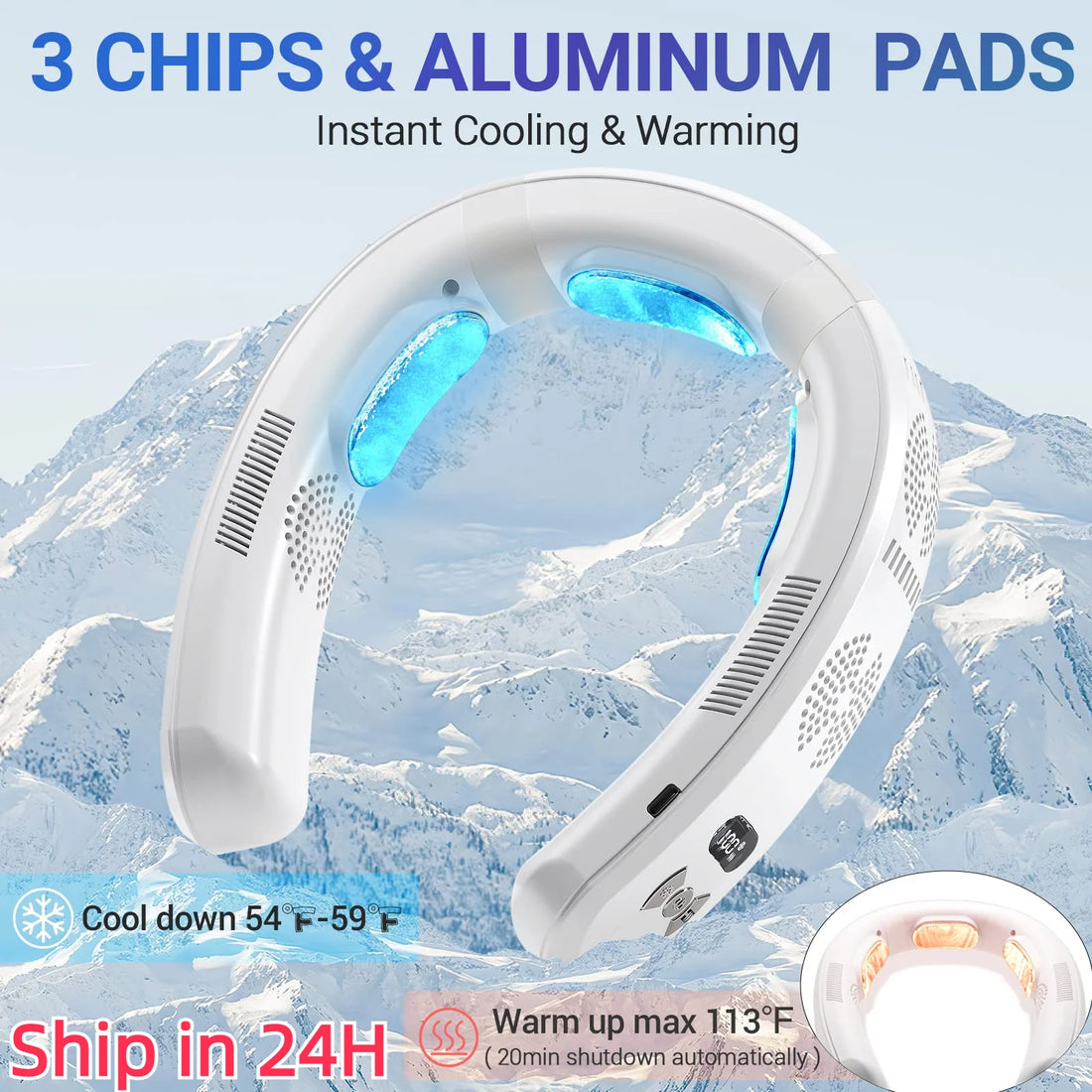 Fanio Portable Neck Fan, 6000mAh Rechargeable, Semiconductor Cooling & Heating, Ultra-Quiet Triple-Core Wearable Cooler