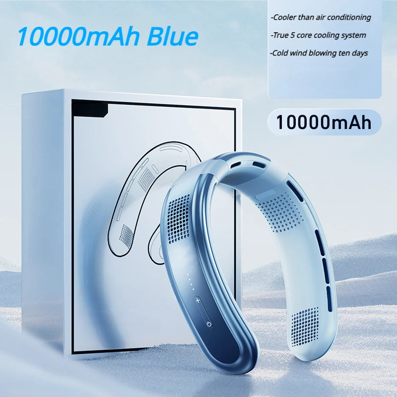 Fanio Portable Neck Fan, 10000mAh Rechargeable, 3-Speed Silent Cooling
